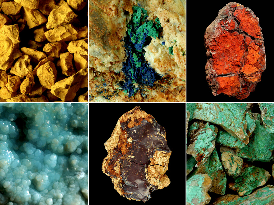 Varie mineralizzazioni di ferro e rame